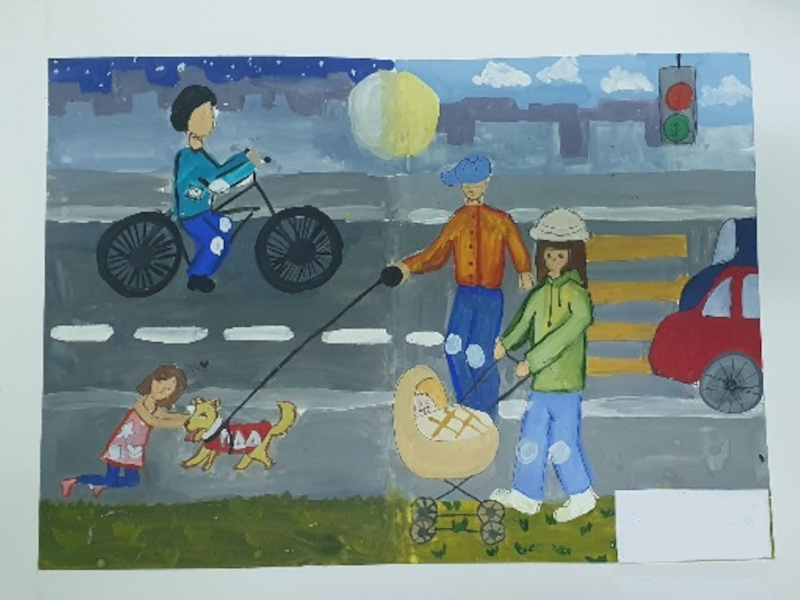 Одна из работ конкурса детского рисунка &amp;quot;Засветись! Пешеход!&amp;quot;.